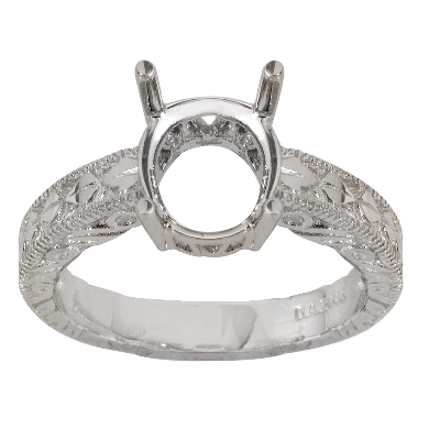 Ladies Oval Engraved Solitaire