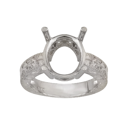 Ladies Oval Engraved Solitaire