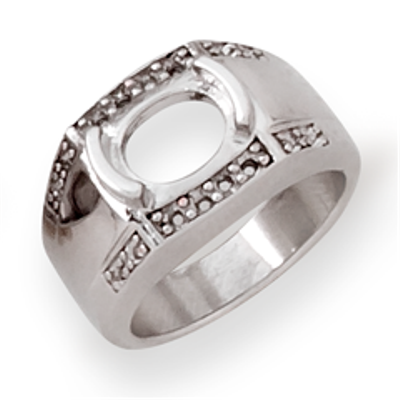 Lds Oval Half Bezel Fashion Ring