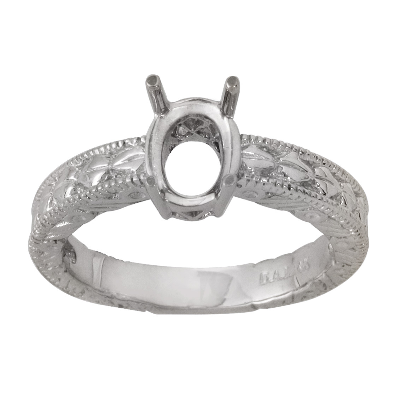 Ladies Oval Engraved Solitaire