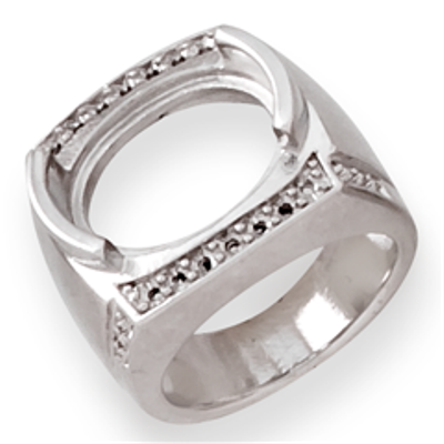 Lds Oval Half Bezel Fashion Ring